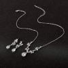 imageSWEETV Wedding Jewelry Sets for Brides BridesmaidCubic Zirconia Teardrop Bridal Necklace Earrings Set Wedding Prom Jewelry for WomenS01 Silver