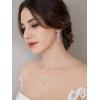 imageSWEETV Wedding Jewelry Sets for Brides BridesmaidCubic Zirconia Teardrop Bridal Necklace Earrings Set Wedding Prom Jewelry for WomenS01 Silver