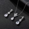 imageSWEETV Wedding Jewelry Sets for Brides BridesmaidCubic Zirconia Teardrop Bridal Necklace Earrings Set Wedding Prom Jewelry for WomenS03 Silver