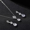 imageSWEETV Wedding Jewelry Sets for Brides BridesmaidCubic Zirconia Teardrop Bridal Necklace Earrings Set Wedding Prom Jewelry for WomenS03 Silver