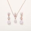 imageSWEETV Wedding Jewelry Sets for Brides BridesmaidCubic Zirconia Teardrop Bridal Necklace Earrings Set Wedding Prom Jewelry for WomenS04 Rose Gold
