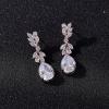 imageSWEETV Wedding Jewelry Sets for Brides BridesmaidCubic Zirconia Teardrop Bridal Necklace Earrings Set Wedding Prom Jewelry for WomenS04 Rose Gold