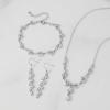imageSWEETV Wedding Jewelry for Bride Bridesmaids Cubic Zirconia Leaf Vine Bridal Necklace Earrings Bracelet Set Bridal Jewelry Set for Wedding PartyS01 Silver