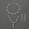 imageSWEETV Wedding Jewelry for Bride Bridesmaids Cubic Zirconia Leaf Vine Bridal Necklace Earrings Bracelet Set Bridal Jewelry Set for Wedding PartyS01 Silver