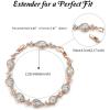 imageSWEETV Wedding Teardrop Bracelets for Brides Bridesmaids Crystal Cubic Zirconia Bridal Bracelets for Women PromRose Gold