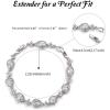 imageSWEETV Wedding Teardrop Bracelets for Brides Bridesmaids Crystal Cubic Zirconia Bridal Bracelets for Women PromSilver