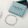 imageSWEETV Wedding Teardrop Bracelets for Brides Bridesmaids Crystal Cubic Zirconia Bridal Bracelets for Women PromSilver