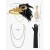 imageSWEETV Womens 1920s Flapper Dresses Scoop Neck Great Gatsby Dress with 20s Accessories Flapper CostumeSetblack