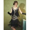 imageSWEETV Womens 1920s Flapper Dresses Scoop Neck Great Gatsby Dress with 20s Accessories Flapper CostumeSetblack