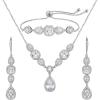 imageSWEETV 3 Pack Cubic Zirconia Bridal Jewelry Sets for Wedding Crystal Necklace Dangle Earring Bracelet Jewelry Sets for Women Prom Costume Jewelry Gifts01Silver