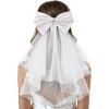 imageSWEETV Bridal Hair Bow Veil White Bow Clip Bachelorette Party Decorations Pearl Accessories Bride to Be Bridal Shower GiftPatternB