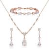 imageSWEETV Bridal Jewelry Set for Wedding Cubic Zirconia Necklace Dangle Drop Earrings Bracelet Set Teardrop Marquise Brides Bridesmaids Wedding Prom Anniversary Jewelry Gifts for Women02Rose Gold