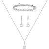 imageSWEETV Bridal Jewelry Set for Wedding Cubic Zirconia Necklace Dangle Drop Earrings Bracelet Set Teardrop Marquise Brides Bridesmaids Wedding Prom Anniversary Jewelry Gifts for WomenSilver 02