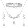 imageSWEETV Bridal Jewelry Set for Wedding Cubic Zirconia Necklace Dangle Earrings Bracelet Set Teardrop Marquise Brides Bridesmaids Wedding Prom Jewelry Sets for Women01 Silver
