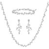 imageSWEETV Cubic Zirconia Wedding Jewelry Sets for Bride Bridesmaids Crystal Leaf Vine Bridal Earrings and Necklace Set for Women Jewelry Gifts03 Silver