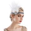 imageSWEETV Flapper Headband 1920s Headpiece Rhinestone Feather Hair Band Great Gatsby Headpiece for WomenIvory03 Ivory