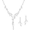 imageSWEETV Jewelry Set for Women Cubic Zirconia Marquise Vine Cluster Bridal Earrings and Necklace Set Bridal Jewelry Set for Wedding Prom01 Silver