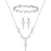 imageSWEETV Jewelry Set for Women Cubic Zirconia Marquise Vine Cluster Bridal Earrings and Necklace Set Bridal Jewelry Set for Wedding PromS09 Silver
