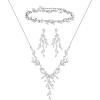 imageSWEETV Jewelry Set for Women Cubic Zirconia Marquise Vine Cluster Bridal Earrings and Necklace Set Bridal Jewelry Set for Wedding PromS11 Silver