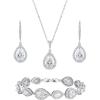 imageSWEETV Jewelry Set for Women Teardrop Cubic Zirconia Bridal Backdrop Necklace Earrings Set Wedding Party Prom Jewelry for Bride BridesmaidS03 Silver