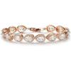 imageSWEETV Teardrop Wedding Bridal Bracelets for Brides Crystal Rhinestone Cubic Zirconia Tennis Bracelets for Women Prom Bridal JewelryRose Gold