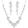 imageSWEETV Wedding Jewelry Set for Women Marquise Cubic Zirconia Necklace Earrings Bracelet Set for Bride Bridesmaid Bridal Jewelry Set for Wedding Prom03 Silver