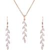 imageSWEETV Wedding Jewelry Sets for Brides Birdesmaid Cubic Zirconia Marquise Bridal Necklace Earrings Set for Women Prom Costume Wedding Jewelry GiftRose Gold