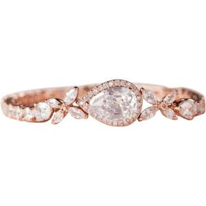 imageSWEETV Cubic Zirconia Teardrop Tennis Bracelets for Wedding Bridal Jewelry Crystal Rhinestone Bracelets for Brides Bridesmaid WomenRose Gold