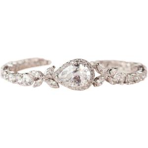 imageSWEETV Cubic Zirconia Teardrop Tennis Bracelets for Wedding Bridal Jewelry Crystal Rhinestone Bracelets for Brides Bridesmaid WomenSilver