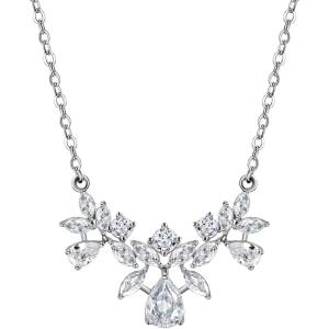 imageSWEETV Cubic Zirconia Wedding Bridal Backdrop Necklace for Brides Crystal Dainty Back Necklace Body Chain Jewelry for Women Prom03 Silver
