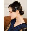 imageSWEETV 1920s Flapper Headband Roaring 20s Great Gatsby Headpiece Rhinestone Hair Clip Hair Accessories for WomenF05 Navy Blue