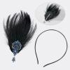 imageSWEETV 1920s Flapper Headband Roaring 20s Great Gatsby Headpiece Rhinestone Hair Clip Hair Accessories for WomenF05 Navy Blue