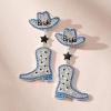 imageSWEETV Bride Earrings for Bachelorette Cowgirls Boot Earrings for Women Dangling Bride to Be Drop Dangle Earrings Bachelorette Outfit Accessories Gifts for Western Country Wedding PartyBoot earringsBlue