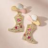 imageSWEETV Bride Earrings for Bachelorette Cowgirls Boot Earrings for Women Dangling Bride to Be Drop Dangle Earrings Bachelorette Outfit Accessories Gifts for Western Country Wedding PartyBoot earringsGold