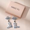 imageSWEETV Bride Earrings for Bachelorette Cowgirls Boot Earrings for Women Dangling Bride to Be Drop Dangle Earrings Bachelorette Outfit Accessories Gifts for Western Country Wedding PartyBoot earringsBlue