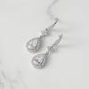 imageSWEETV Cubic Zirconia Teardrop Wedding Earrings for Brides Bridesmaids Rhinestone Bridal Earrings Crystal Drop Dangle Earrings for Women Prom Party