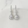 imageSWEETV Cubic Zirconia Teardrop Wedding Earrings for Brides Bridesmaids Rhinestone Bridal Earrings Crystal Drop Dangle Earrings for Women Prom Party