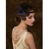 imageSWEETV Feather Flapper Headpiece Black Rhinestone 1920s Headband the Great Gatsby Hair AccessoriesBlack Band