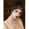 imageSWEETV Feather Flapper Headpiece Black Rhinestone 1920s Headband the Great Gatsby Hair AccessoriesBlack Band