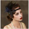 imageSWEETV Feather Flapper Headpiece Black Rhinestone 1920s Headband the Great Gatsby Hair AccessoriesBlack Band