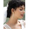 imageSWEETV Long Wedding Bridal Earrings for Brides Bridesmaids 925 Sterling Silver Post Cubic Zirconia Drop Dangle Earrings for Women Prom Mothers Day GiftsGreen