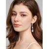 imageSWEETV Long Wedding Bridal Earrings for Brides Bridesmaids 925 Sterling Silver Post Cubic Zirconia Drop Dangle Earrings for Women Prom Mothers Day GiftsSilver