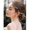 imageSWEETV Long Wedding Bridal Earrings for Brides Bridesmaids 925 Sterling Silver Post Cubic Zirconia Drop Dangle Earrings for Women Prom Mothers Day GiftsSilver
