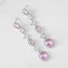imageSWEETV Long Wedding Bridal Earrings for Brides Bridesmaids 925 Sterling Silver Post Cubic Zirconia Drop Dangle Earrings for Women Prom Mothers Day GiftsPink