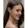 imageSWEETV Long Wedding Bridal Earrings for Brides Bridesmaids 925 Sterling Silver Post Cubic Zirconia Drop Dangle Earrings for Women Prom Mothers Day GiftsPink