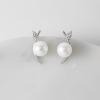 imageSWEETV Minimalist Pearl Drop Dangle Earrings for Women Elegant Wedding Bridal Stud Earrings for Brides BridesmaidsProm Jewelry GiftsStyle1Silver