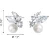 imageSWEETV Pearl Wedding Earrings for Brides Bridesmaids Bridal Pearl Cluster Earrings Cubic Zirconia Pearl Drop Stud Earrigs for Women Formal Jewelry Mothers Day GiftsPearl Earrings3Silver