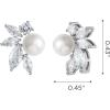 imageSWEETV Pearl Wedding Earrings for Brides Bridesmaids Bridal Pearl Cluster Earrings Cubic Zirconia Pearl Drop Stud Earrigs for Women Formal Jewelry Mothers Day GiftsPearl Earrings4Silver