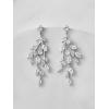 imageSWEETV Vine Wedding Earrings for Brides Bridesmaids Earrings Gifts Leaf Bridal Drop Earrings Silver Cubic Zirconia Dangling Earrings for Prom Formal PartyStyle2Silver