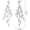 imageSWEETV Vine Wedding Earrings for Brides Bridesmaids Earrings Gifts Leaf Bridal Drop Earrings Silver Cubic Zirconia Dangling Earrings for Prom Formal PartyStyle2Silver